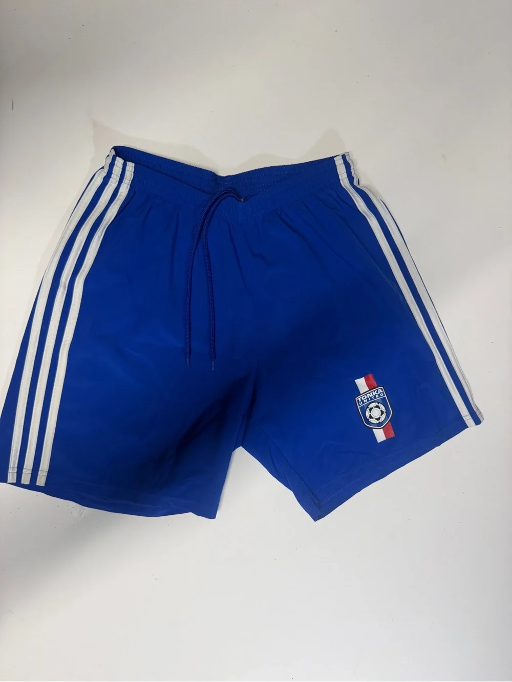Addidas Blue Men's Athletic Shorts with Side Stripes Soccer